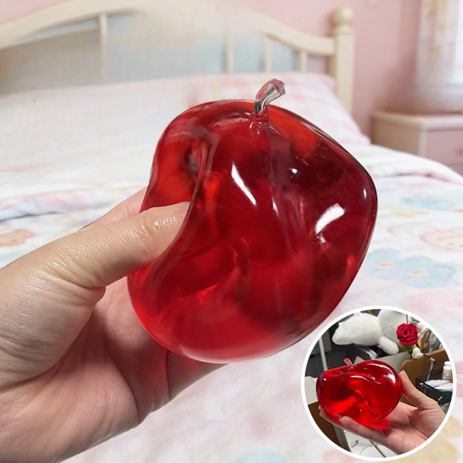 Squeeze Dough Fidget Ball Semi-Transparent Soft Fruit Stress Squeeze Lightweight and Non-toxic for Easter Baskets Stuffers Gifts