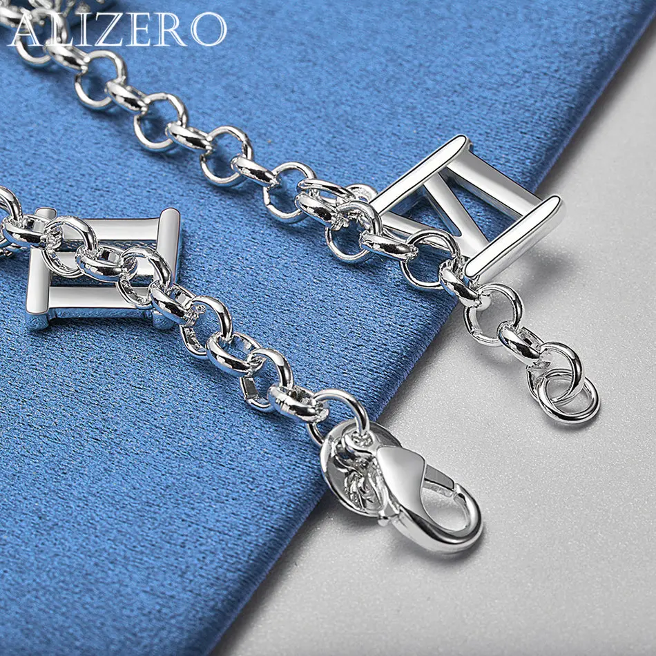 ALIZERO 925 Sterling Silver Bracelets Roman Numerals Charms Bracelet For Women Wedding Party Gifts Jewelry Wholesale