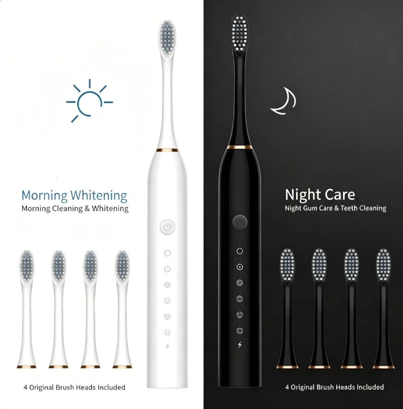 

Rechargeable Automatic Electric Toothbrush with Soft Bristles & Water Flosser, Ultrasonic Toothbrush for Adults & Kids
