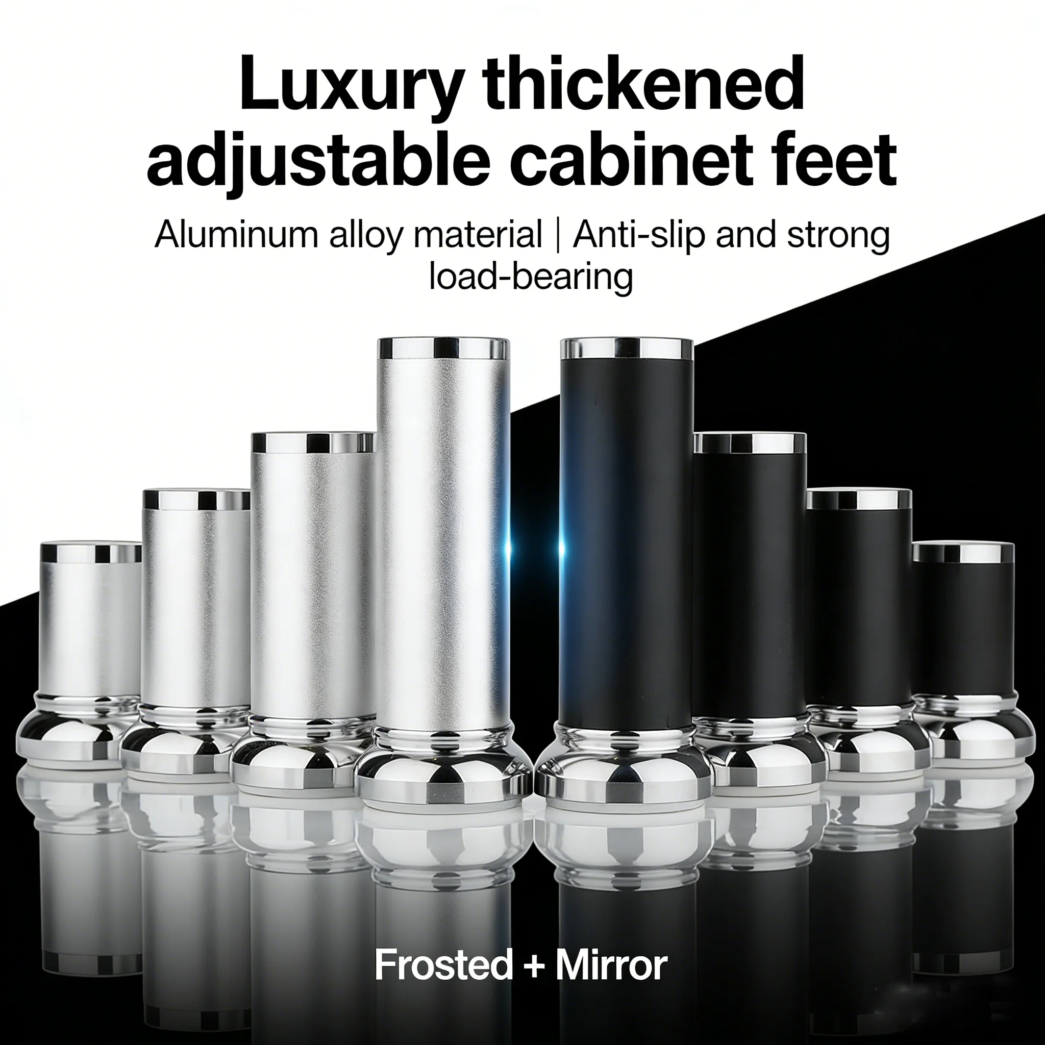 

1Pcs Aluminum Alloy Furniture Legs Black Silver Adjustable Height Sofa Feet Support Legs Heightened Bed Legs Coffee Table Feet