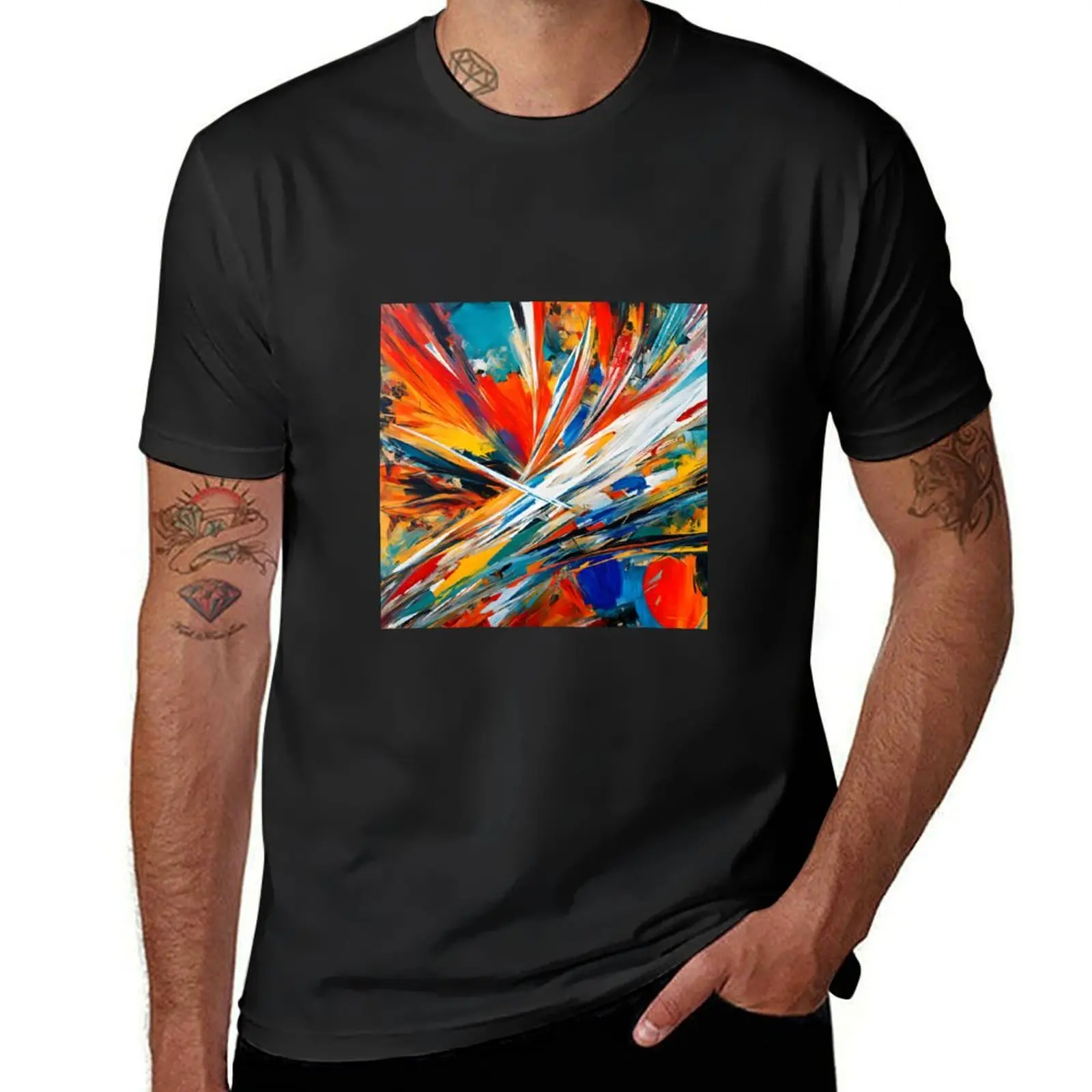 T-shirt con pittura Expressionist astratta t-shirt oversize con sudore divertenti per uomo