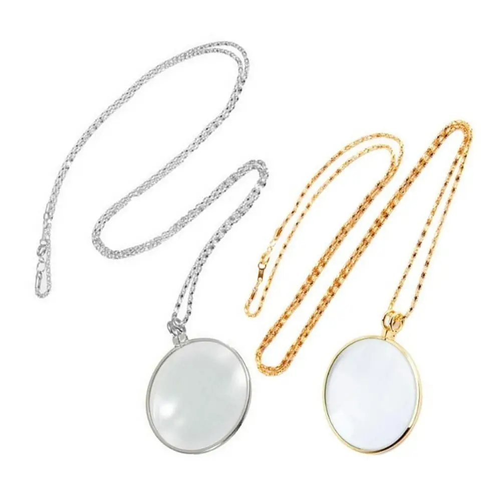 

5x Magnifier Pendant Hanging Ornament with Chain Necklace Magnifying Glass Gift Jewelry Optical Magnifier Necklace Elderly