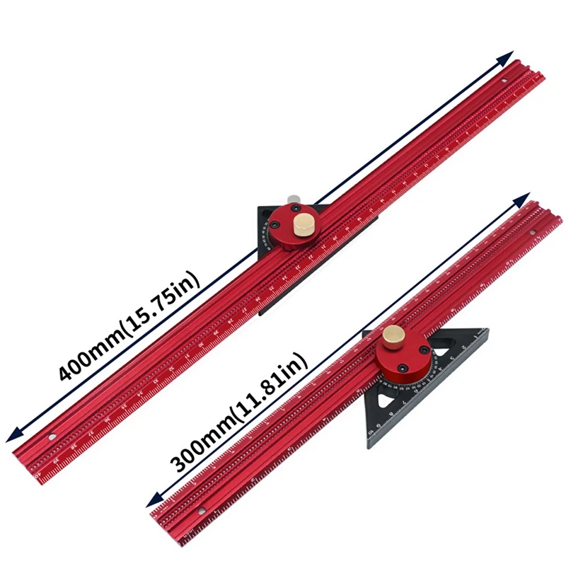 AB46-Precision Scribe Ruler Aluminum T-Type Line Drawing Hole Ruler Woodworking Square Layout Marking Gauge