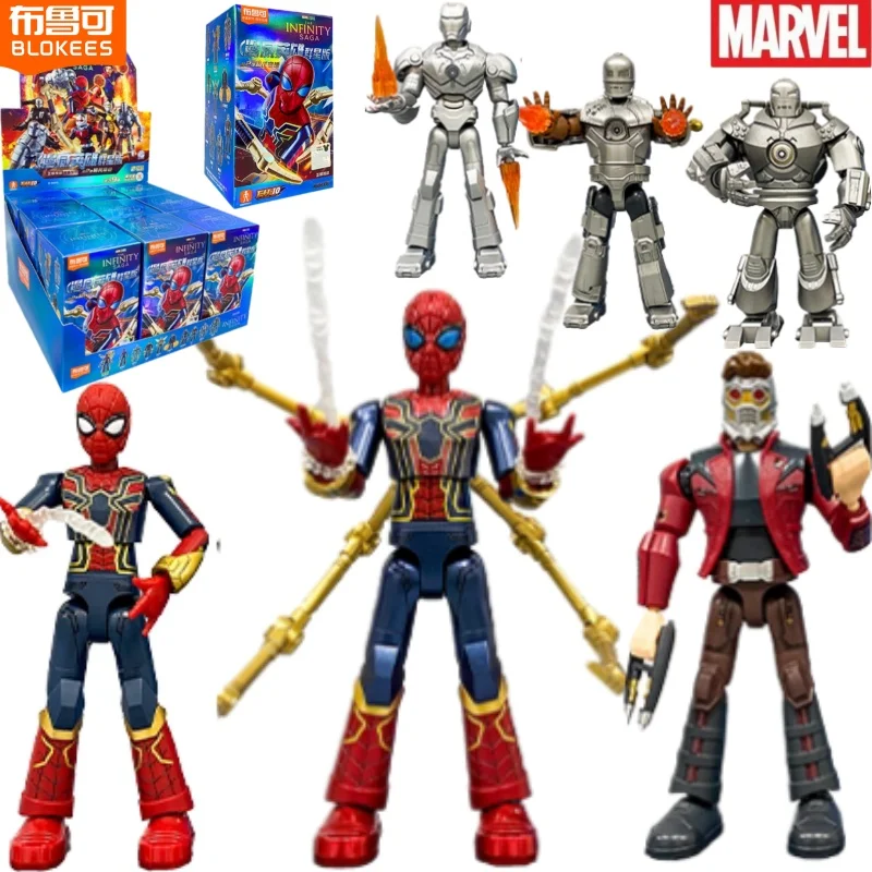

BLOKEES Marvel Hero Building Block Man Many Stars Edition 2nd Spider-Man Iron Man Assembly Model Blind Box Toy Children's Gifts