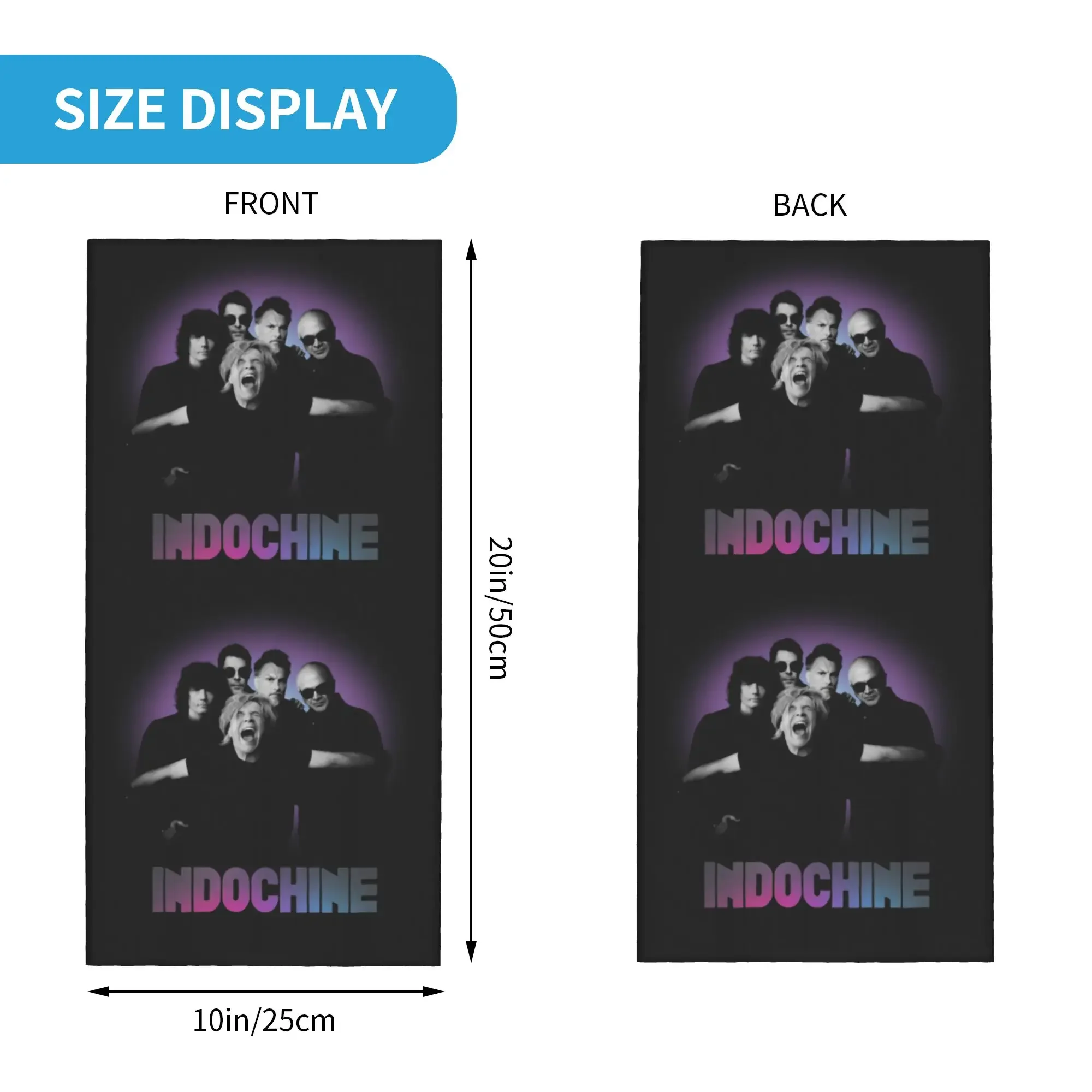 New Tour Indochine Tokaug French Rock Band Singer Bandana Neck Gaiter Cycling Women Men Wrap Scarf Headband Warmer Face Scarf Co