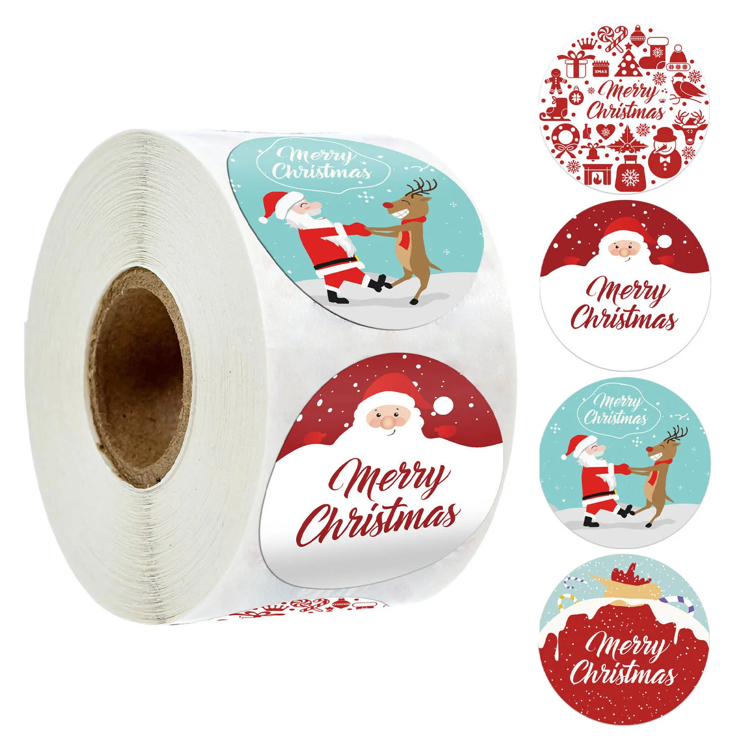 

100-500pcs 2.5cm Merry Christmas stickers holiday gift packaging decoration circular sealing labels