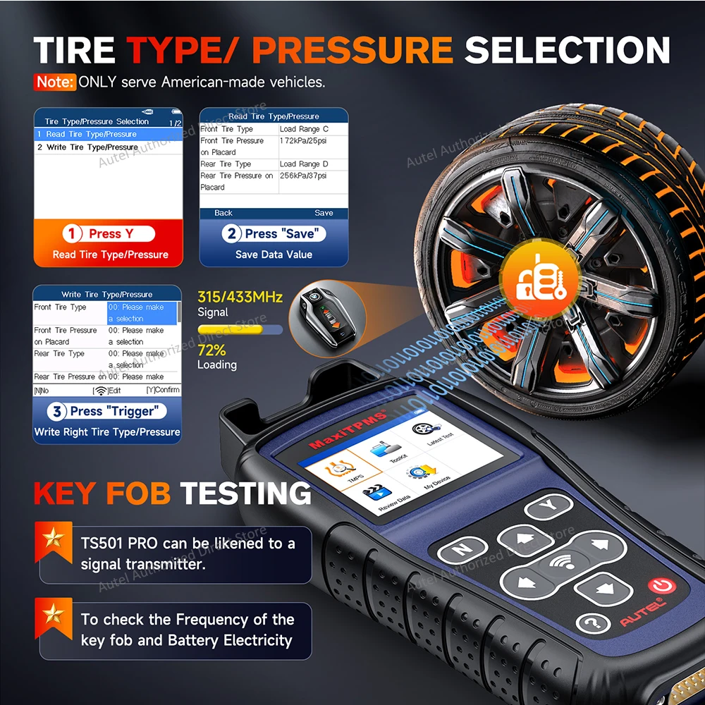 Autel MaxiTPMS TS501 PRO TPMS أداة تشخيص قارئ الرمز تفعيل/تعلم أجهزة استشعار TPMS، برنامج MX-Sensor تحديث مجاني PK TS408S