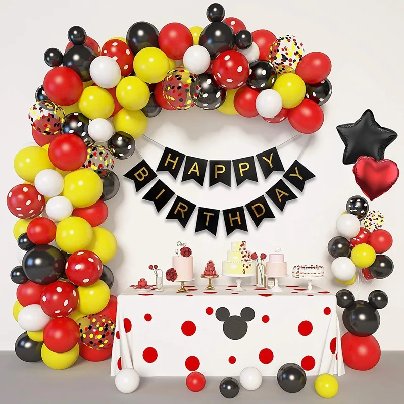 Mickey Cartoon Theme Latex Aluminum Film Balloon, Birthday Party Supplies, Decorative Balloon Chain Set