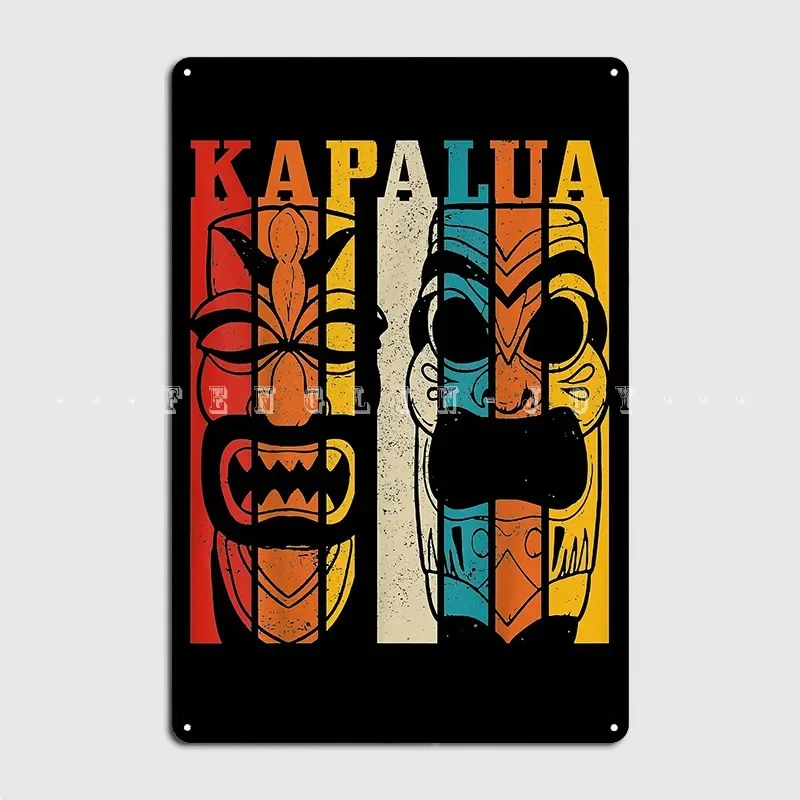Kapalua Hawaii Vintage Hawaiian Tiki Totem Surf Surfer Gift Metal Sign Pub Mural Design Garage Decoration Tin Sign Posters