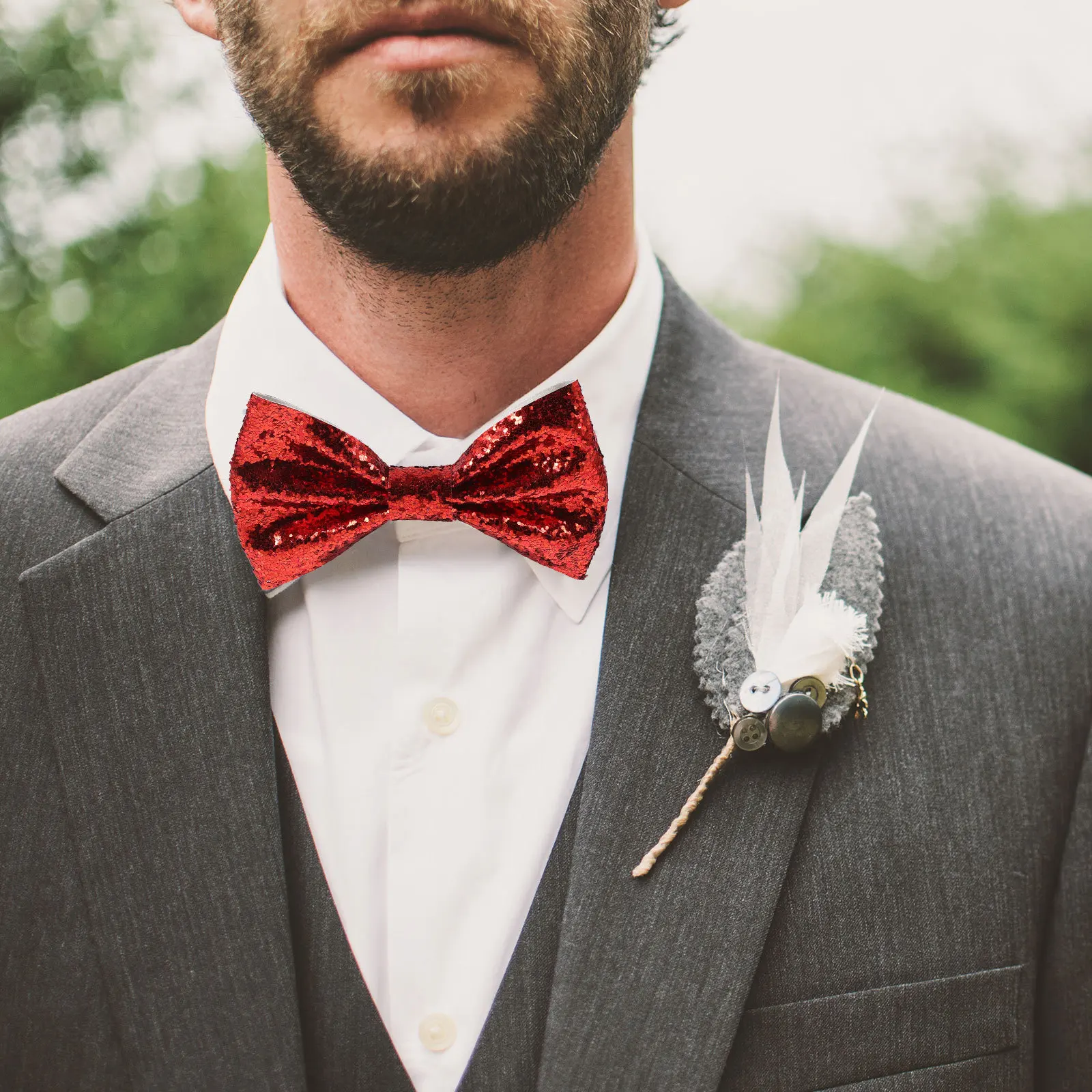 الكبار ربطة القوس فيونكة بريق الترتر بولي PU قابل للتعديل قبل تعادل العريس الزفاف مأدبة حفلة سهرة رجل بووتيس #2