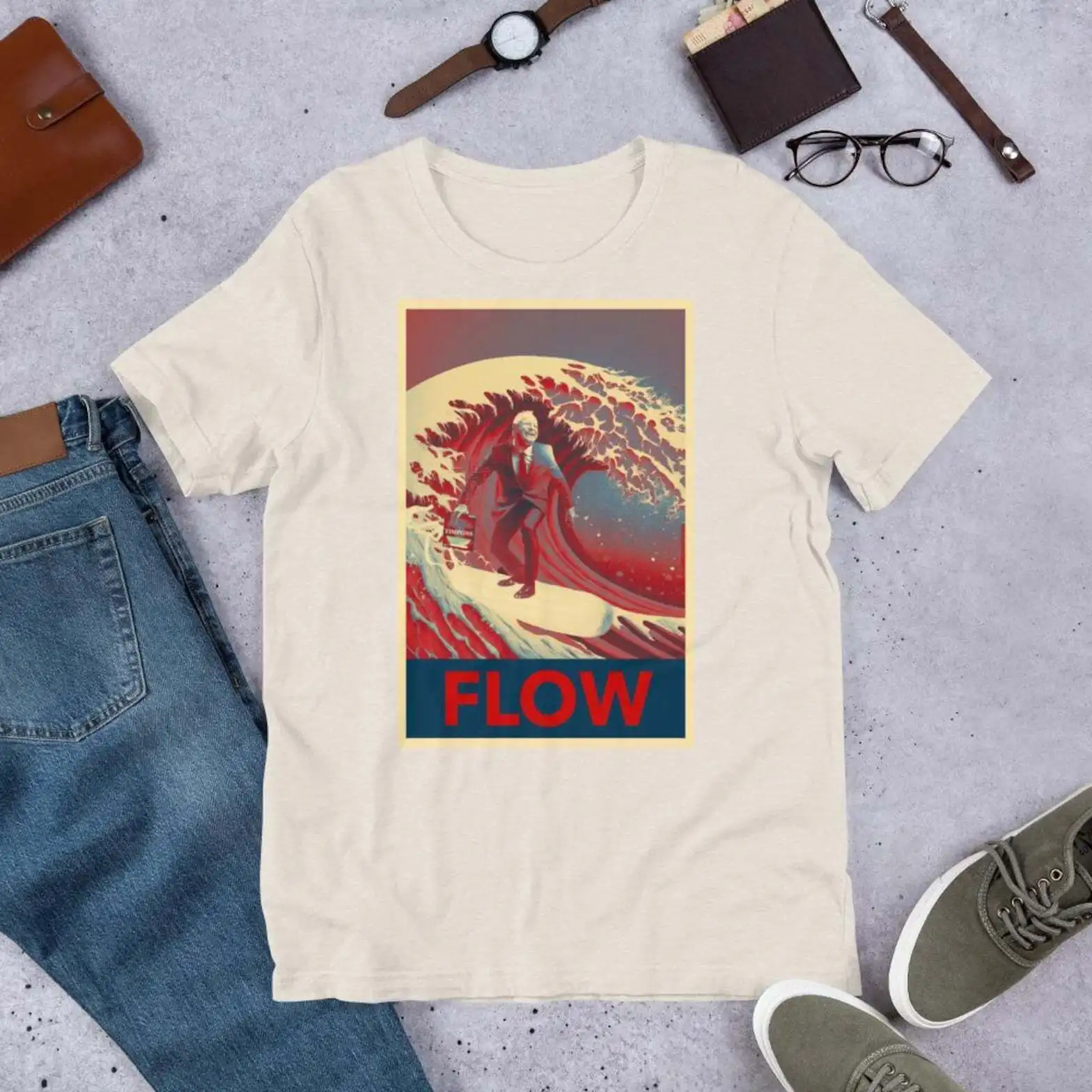 NEW Red Wave Flow Tim Walz Feminist Stamps Unisex T-Shirt Vintage Trending S-5XL