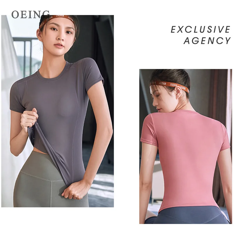 Women Yoga Top Sport T Shirt Fitness Clothes Short Sleeve Slim Yoga Shirt Gym Crop Top Running Active Wear Breathable Sportswear