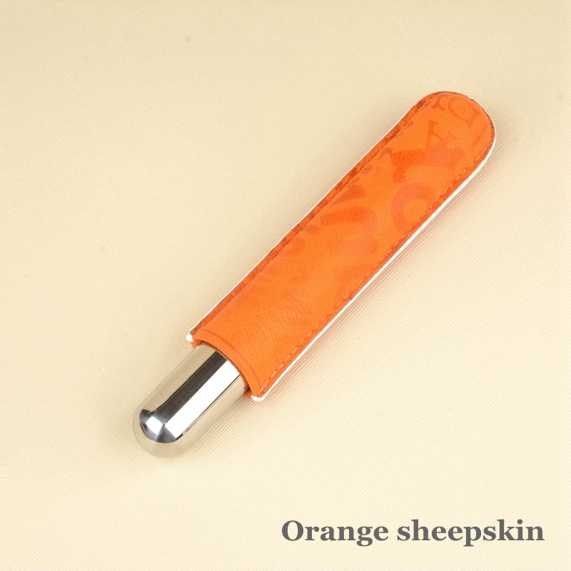 Orange sheep Skin Cigar Case Real Leather Cigar Tube Stainless Steel Cigar Holder 20mm Mini Humidor Best Smoking Accessory