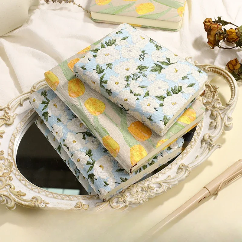 A6 Fabric Relief Three-dimensional Handmade Notebook B6 Fresh Literary Diary Exquisite Japanese Hand Drawn Notebook Retro