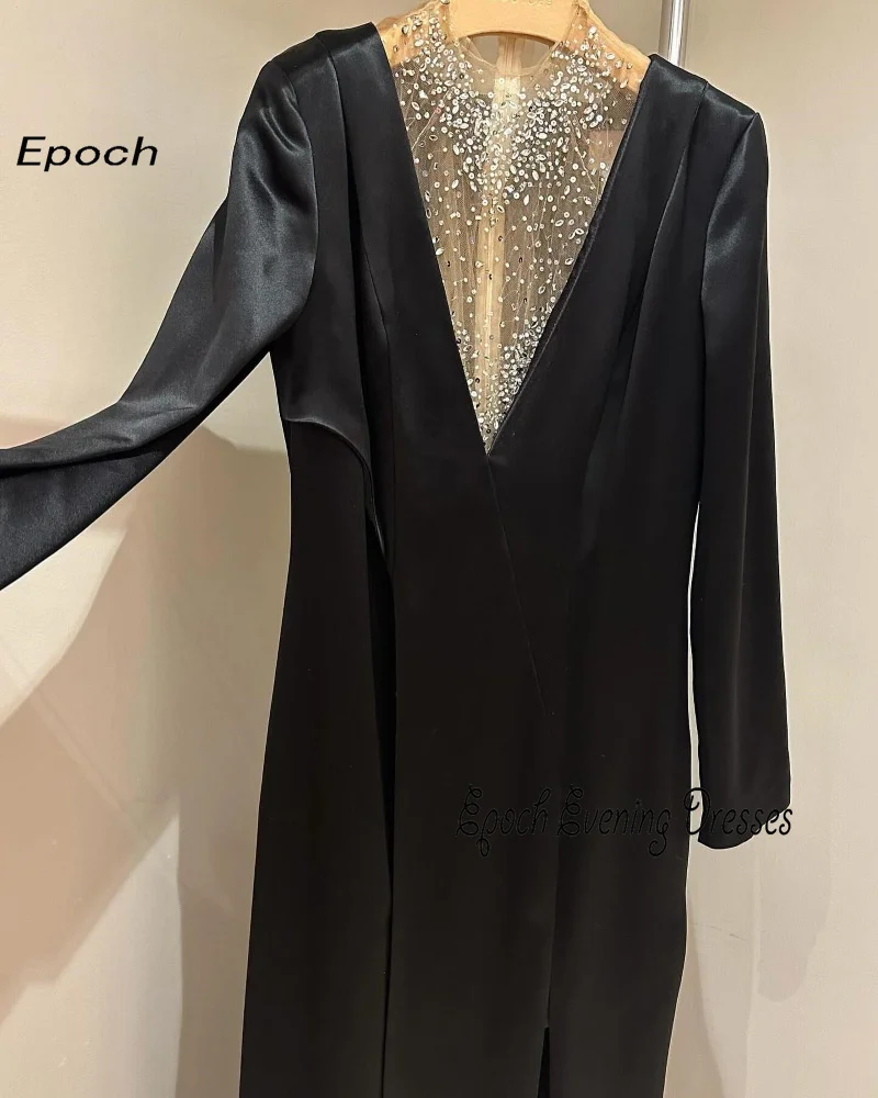 Epoch Women's Long Luxury فساتين السهرة Evening Dress 2024 New Elegant Lace A-Line O-Neck Sexy Black Cocktail Prom Party Gown