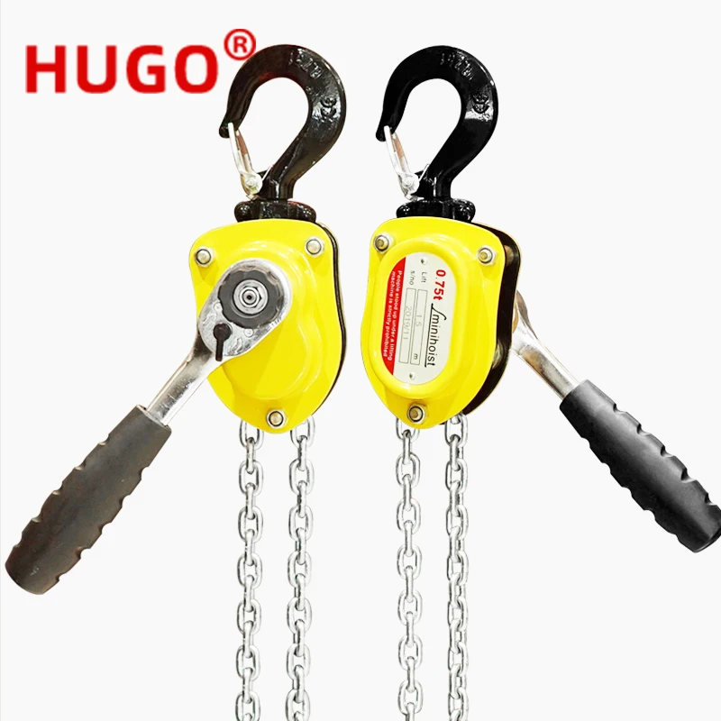 HUGO Mini Hand Wrench Hoist  0.25/0.5/0.75/1.5 Ton Portable Manual Operated Crane Hand Hoist for Lifting