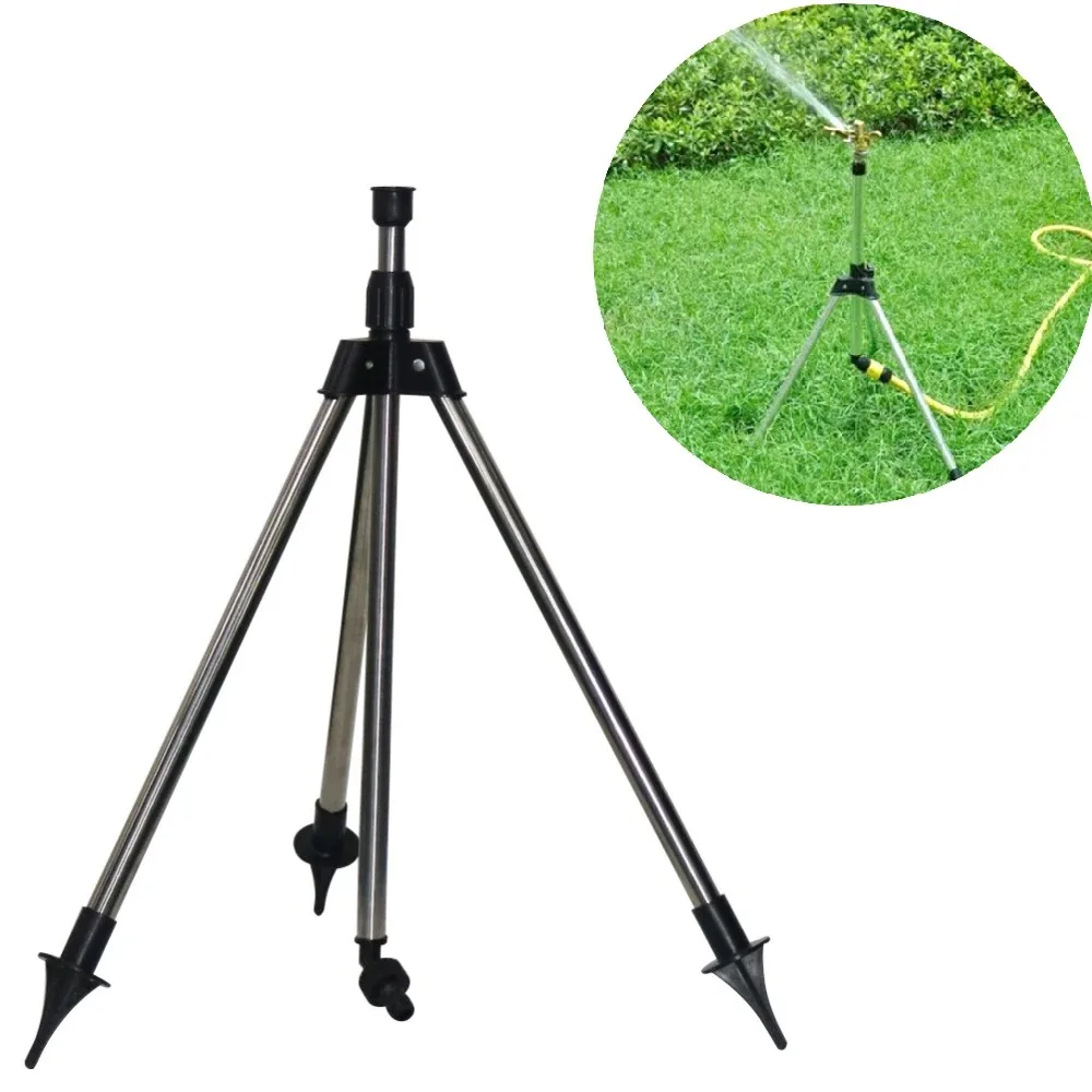 

360-Degree Garden Automatic Rotating Sprinkler Stainless Steel Tripod Set Irrigation Stand Water Jet Garden Lawn Sprinkler Tool