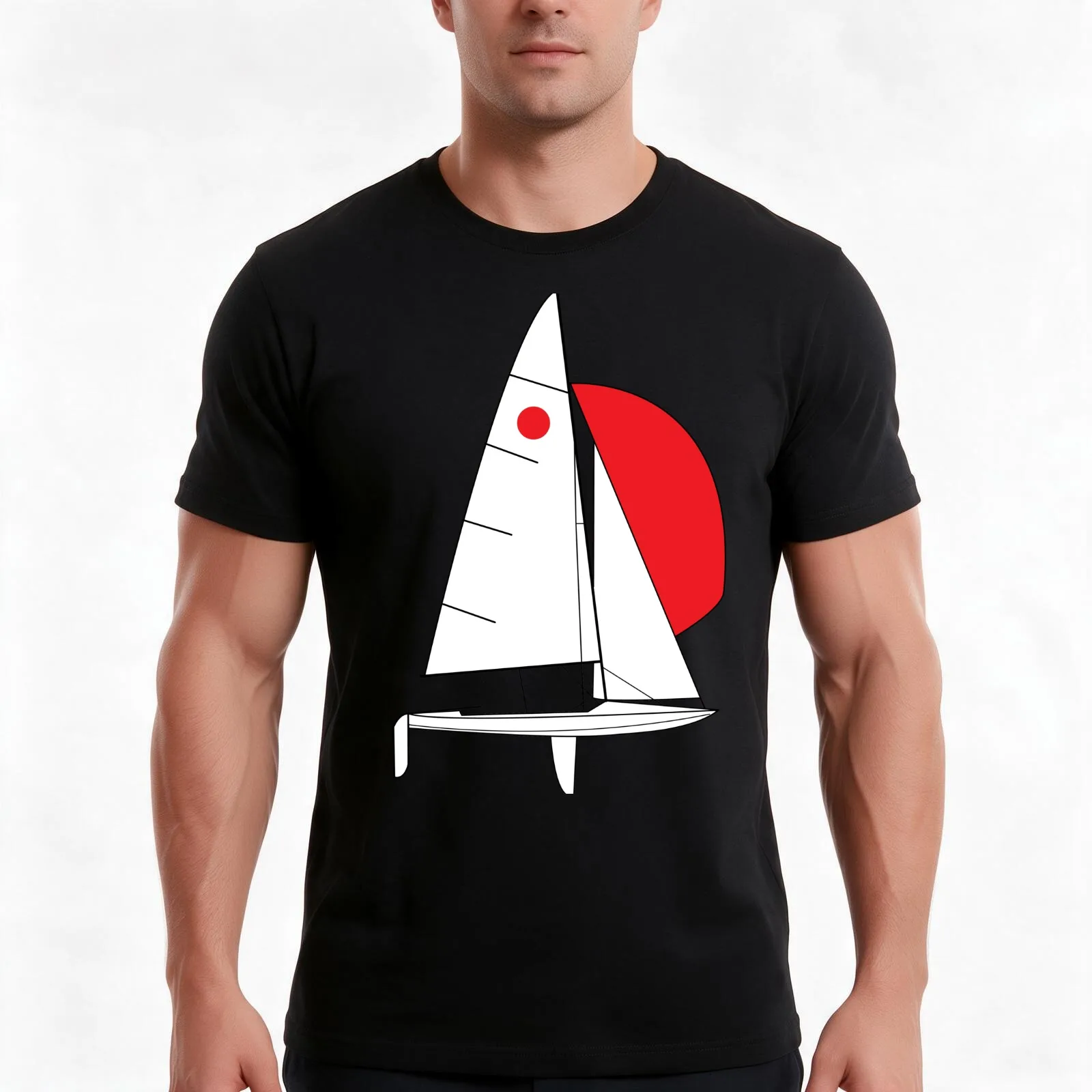 Fireball Sailboat T-Shirt, Summer Casual Cotton Tee, Oversized Streetwear Tops, Vintage Graphic Print, Loose Fit Short Sleeve