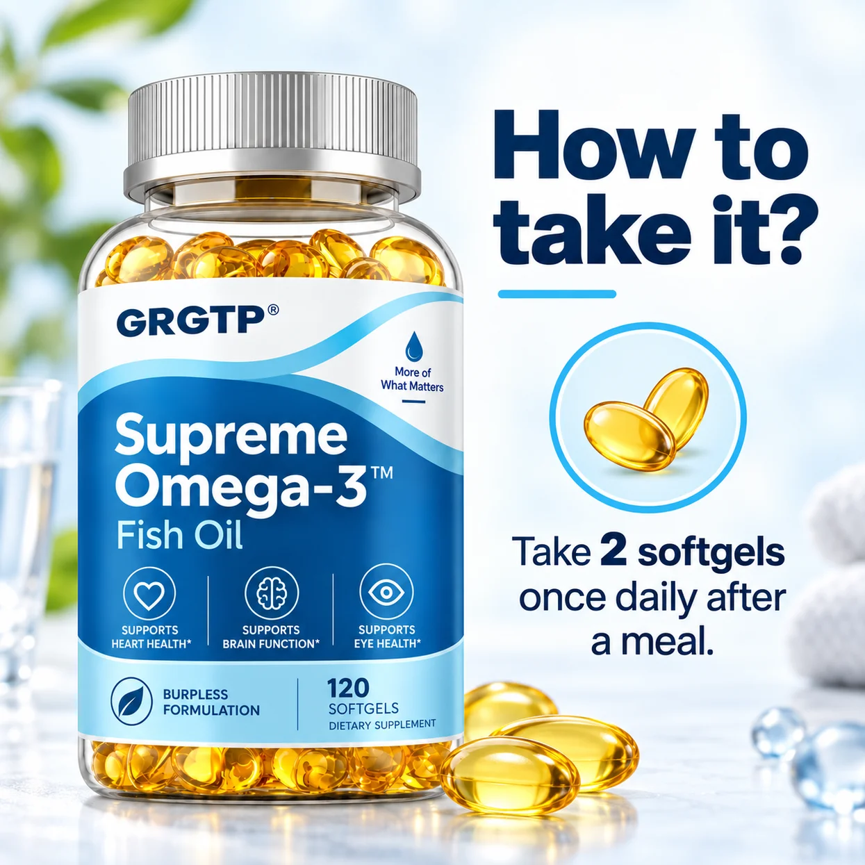 Supreme Omega-3 Fish Oil - Antioxidant, Supports Joint, Brain and Eye Health, Improve Memory and Intelligence, Enhance Immunity - view 4