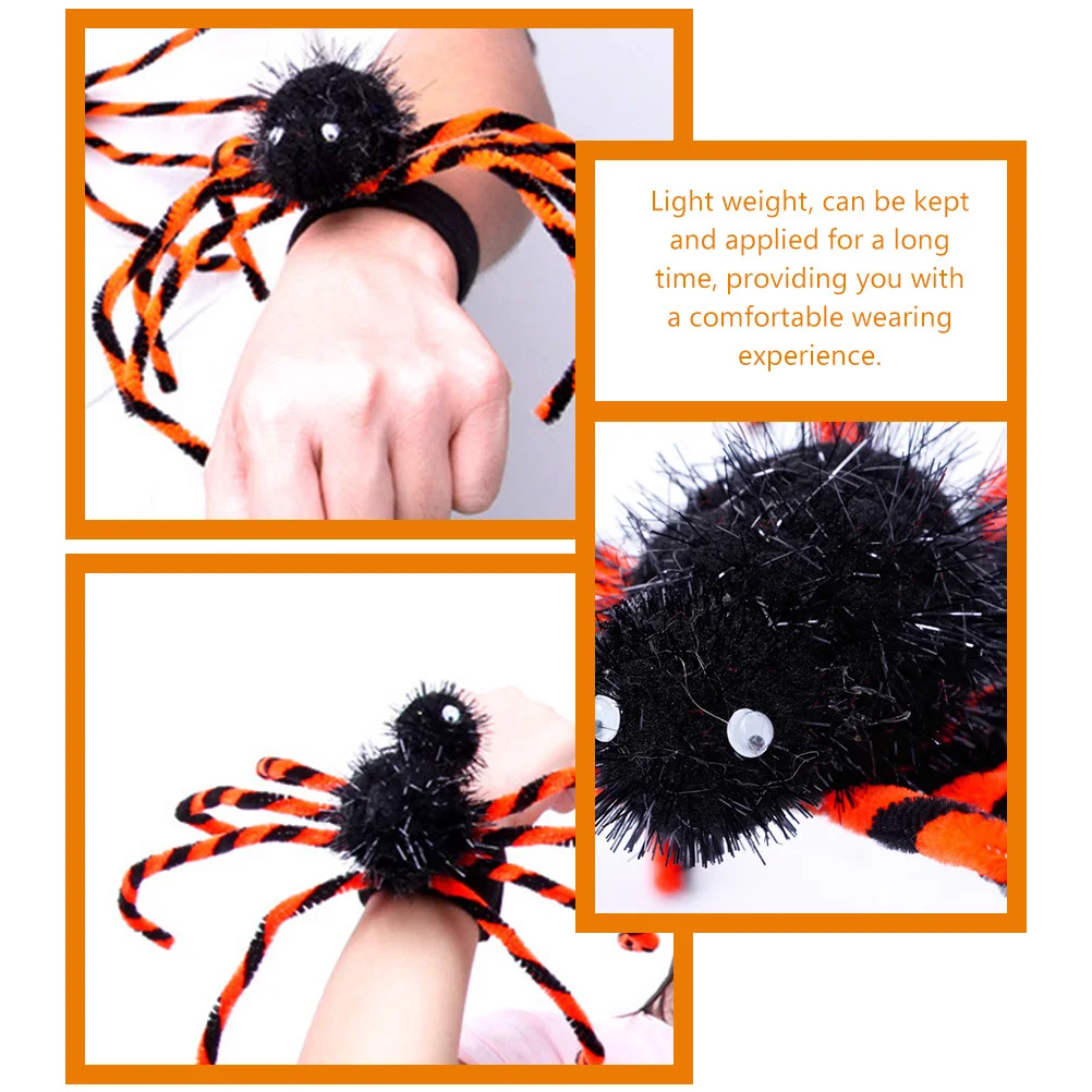 

3pcs 3D Spider Slap Bracelets Halloween Party Favors For Adults Kids Festival Wristbands Decorative Slap Bands Gift