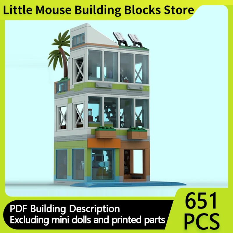 

City Street View Model MOC Building Bricks Beachfront Apartment Modular Technology Gifts Holiday Assemble Children Toys Suit