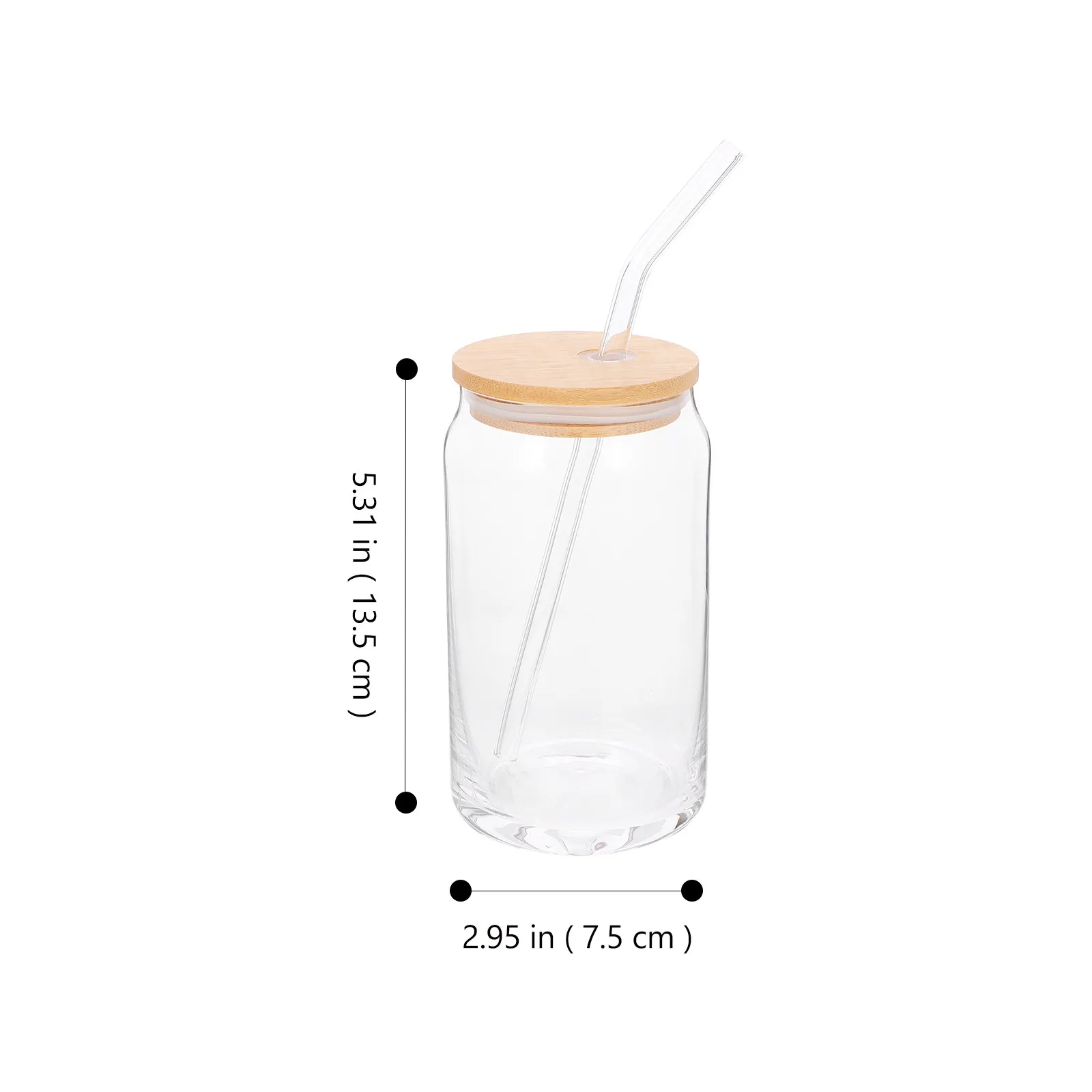 1Set Glass Tumbler with Lid and Straw Made of Premium Glass Wood Material for Iced Tea Juice Milk Cold Drinks Reusable Aesthetic