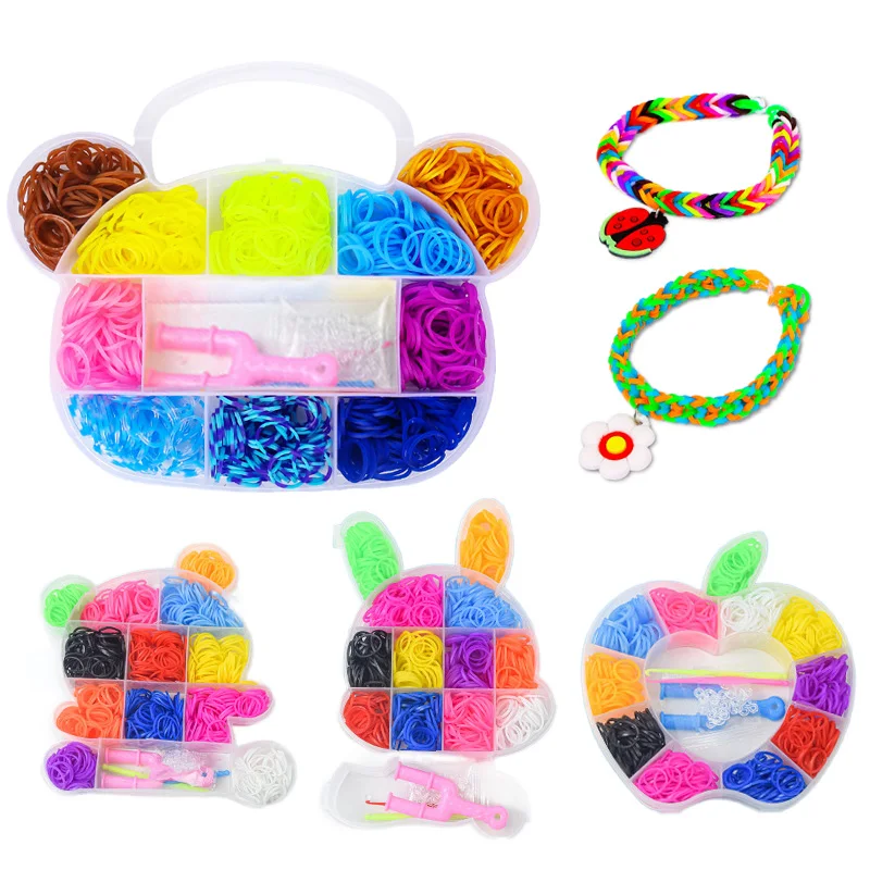 Rubber Band Weaving Kit with Storage Box Rainbow Color Elasticity Hand Woven Tool DIY Simple Bracelet Handicraft Accessories TMZ