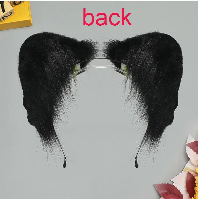 لوه شياوهي القط تأثيري أغطية الرأس للرجل امرأة الفرسان الأخضر الأسود أفخم الأذن هيرباند فستان الحفلات الدعائم زي الملحقات