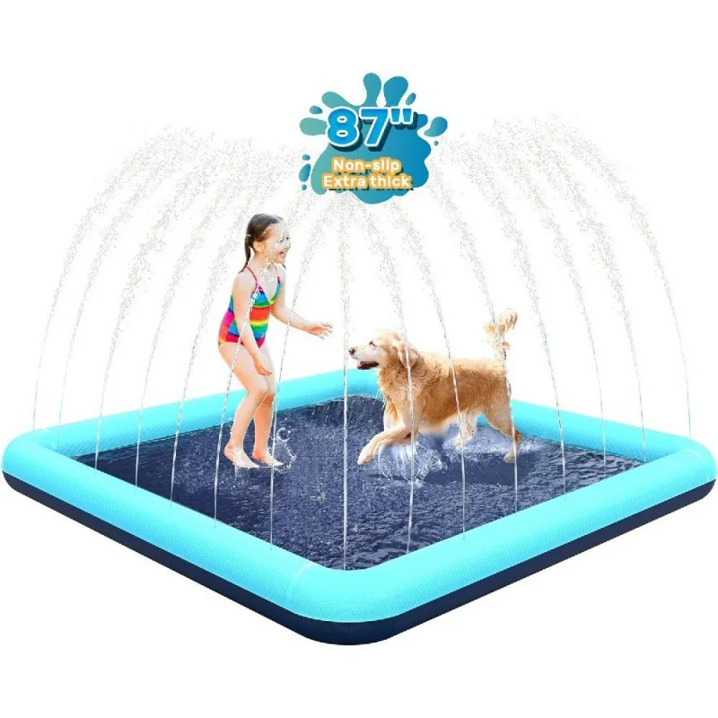 NEW 60-97'' Winter and Summer Outdoor and Indoor Dog Shower Playpool Inflatable Sprinkler Pad Pet Fountain Foldable Pad Dog Show
