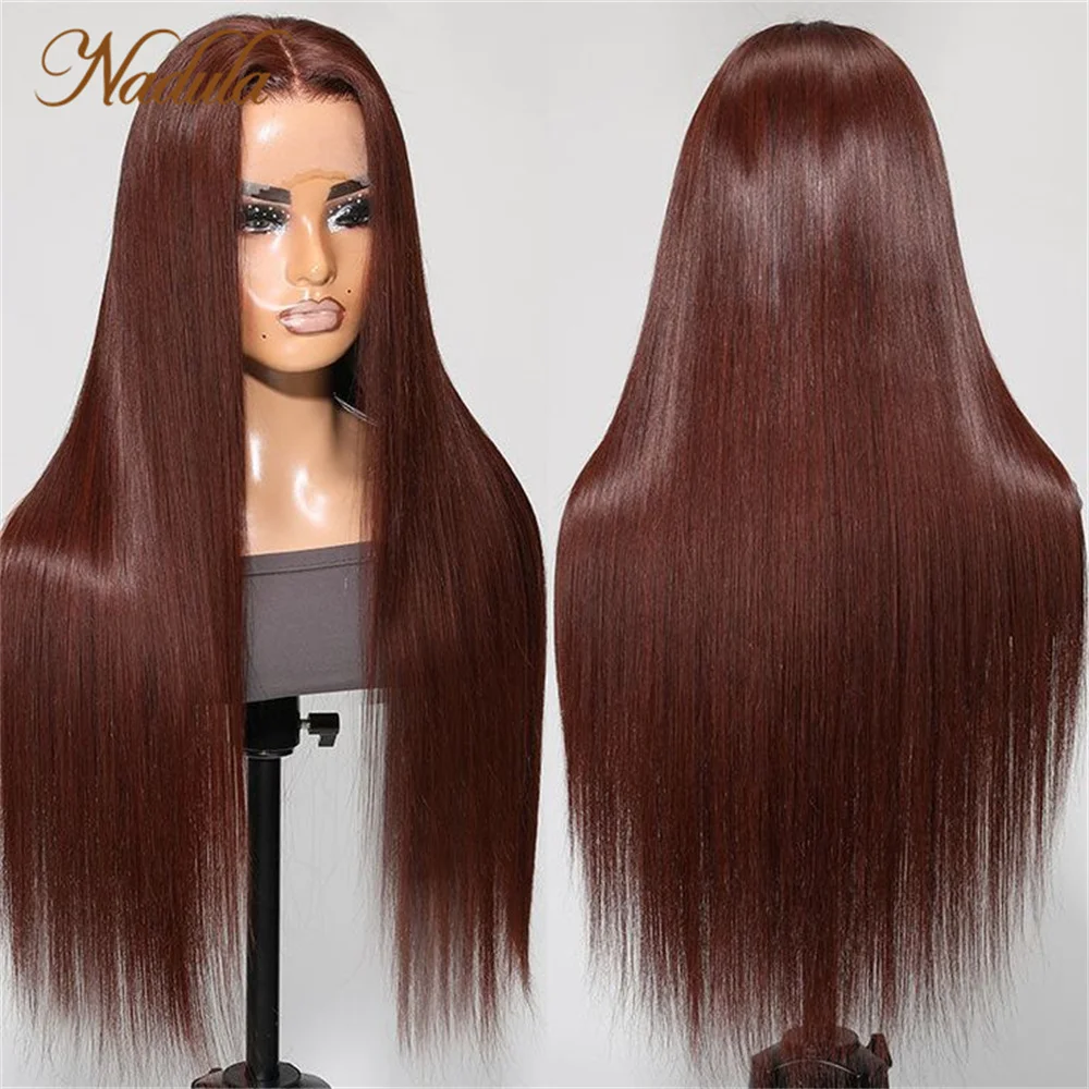 Nadula Hair 13X4 Lace Front Wig Mocha Chocolate Color Silky Straight Human Hair Rust Color 150% Density