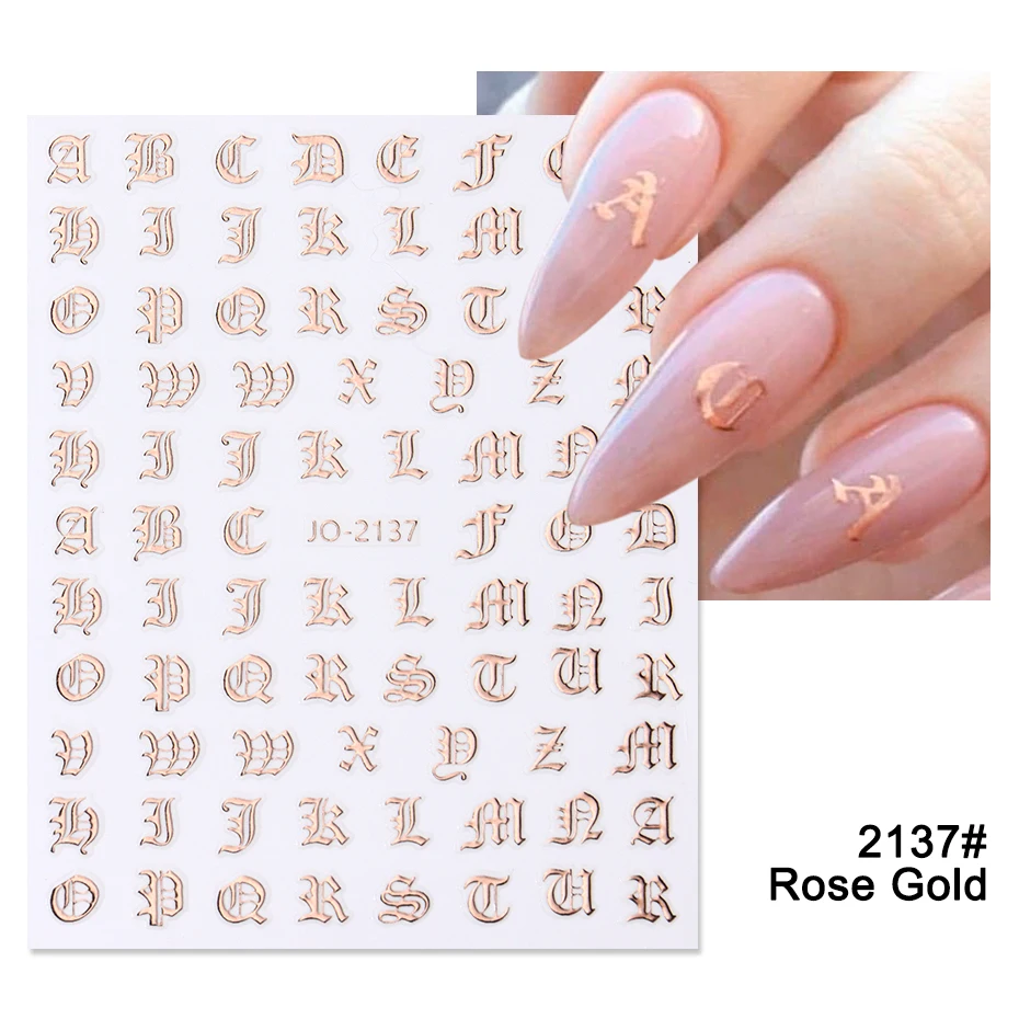 ステッカー-ネイルアート,ステッカー,ステッカー,古い英語のフォント,黒い数字,タトゥーデザイン,ウォータースライダー,マニキュアラップ,デカール,CHJO-2137