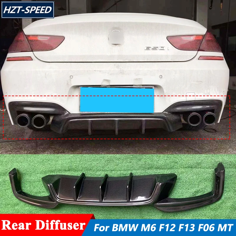 M Style Carbon Fiber Rear Diffuser Bumper Lip Trims For BMW 6 Series F06 MT M6 F12 F13 Tuning 2012-2019