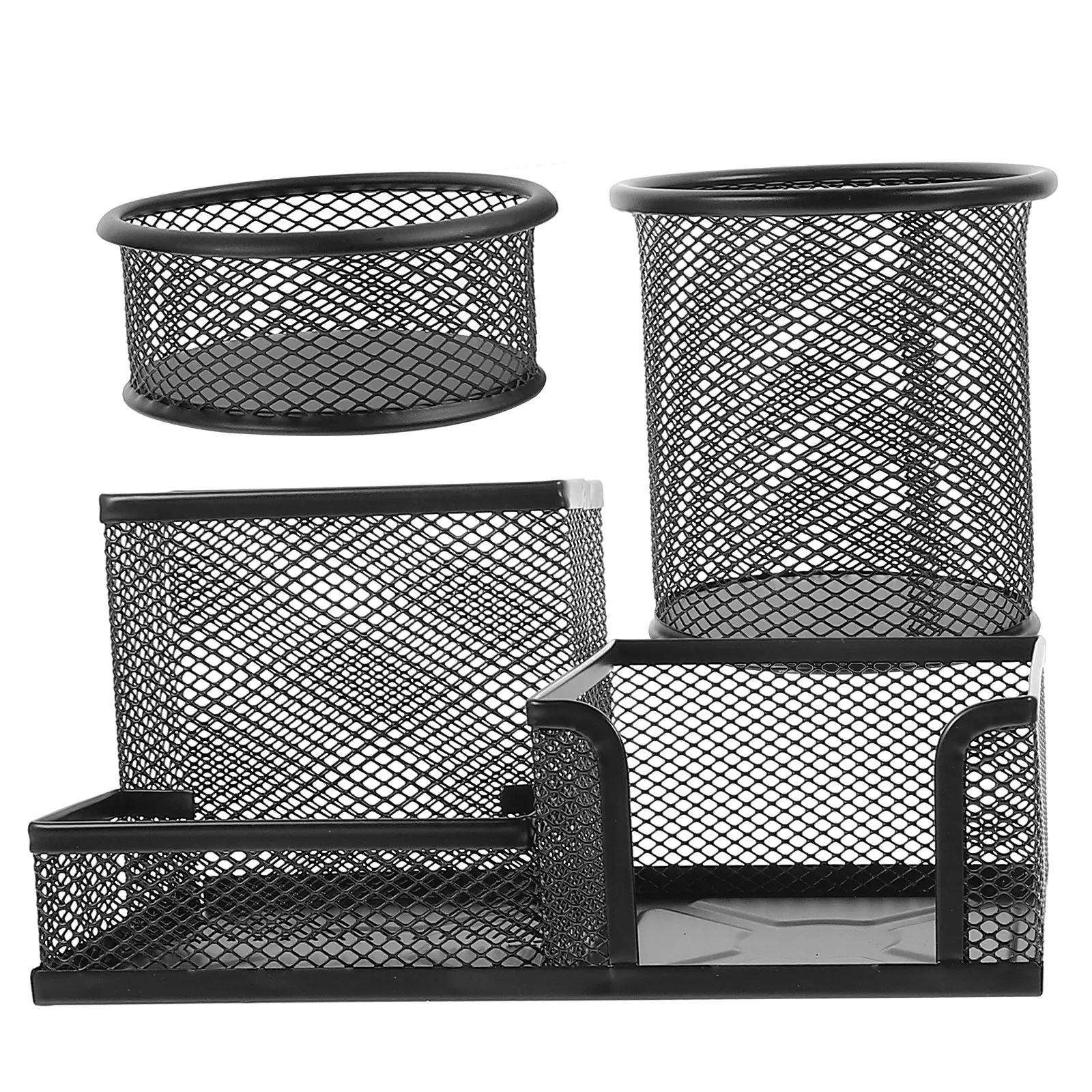 1Set Iron Pen Holder Desktop Organizer Multi-Function Pencil Cup for Office School Makeup Brush Storage Large Opening Anti-Slip
