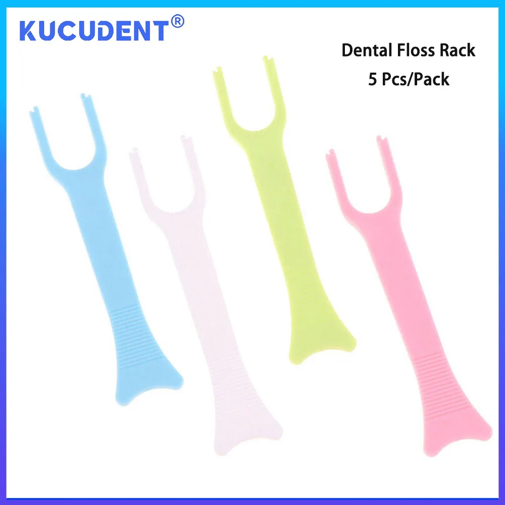 Kucuduent 5 pçs suporte de fio dental ajuda higiene oral palitos titular interdental limpeza dos dentes plástico tipo u ferramenta odontologia