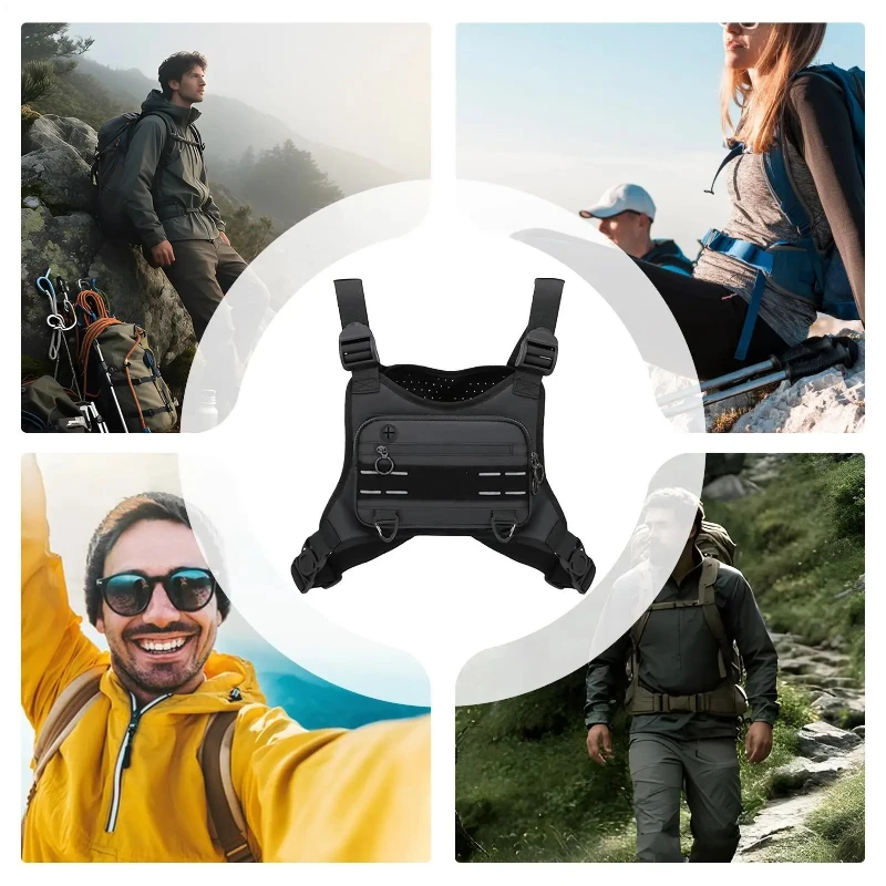 Alças de ombro ajustáveis frente peito correndo colete saco ao ar livre tático escalada saco de peito à prova dwaterproof água anti-roubo ginásio cinto saco