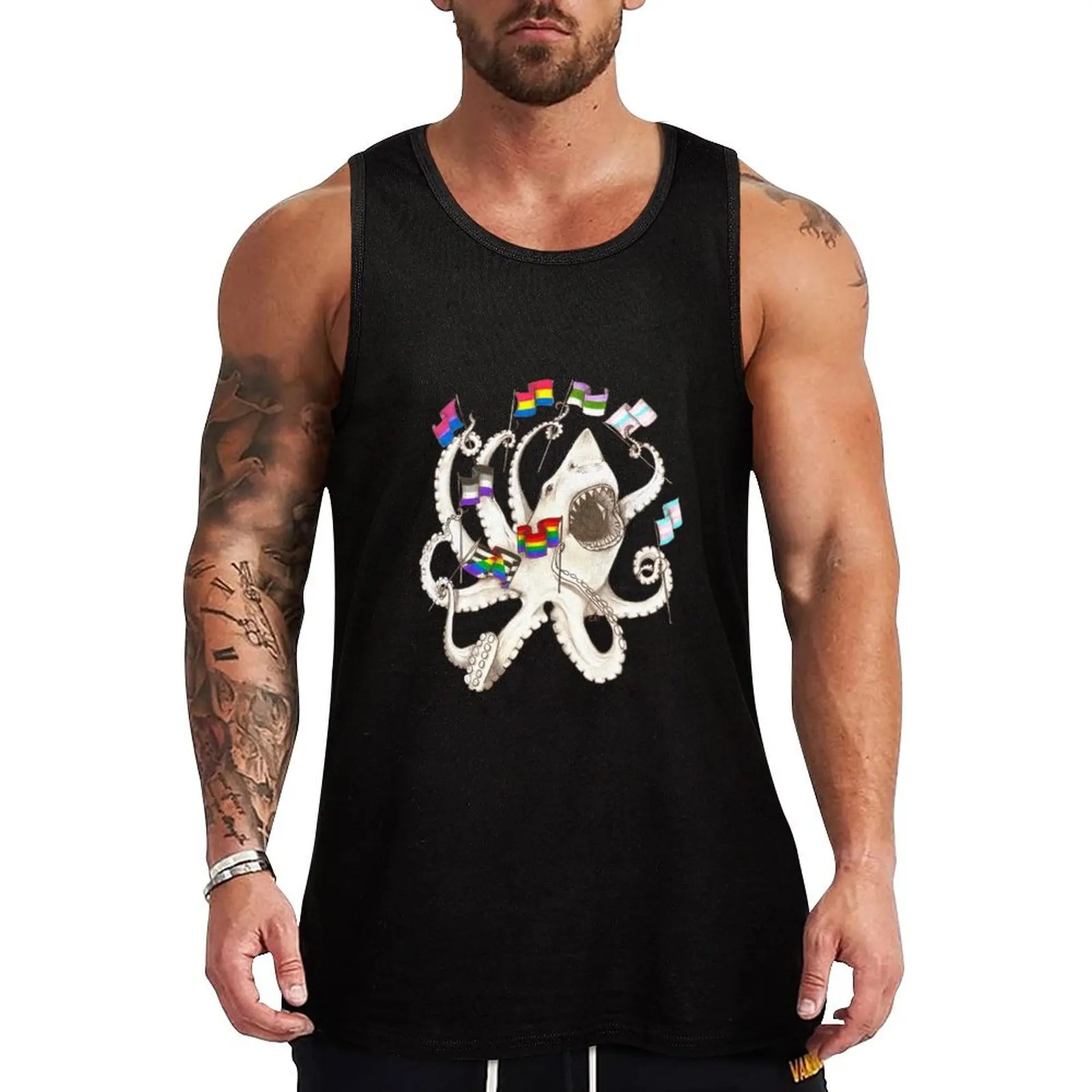 Pride Sharktopus Tank Top sleeveless t-shirts for men summer Men's summer vest