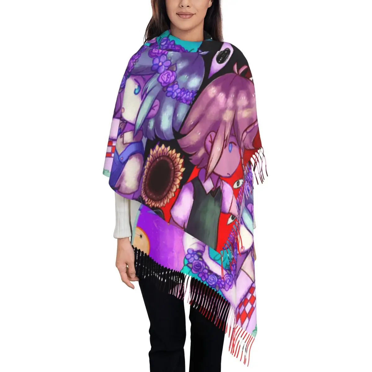 

Шаль Базилик Омори, женский теплый большой мягкий шарф, психологический ужас, игра, пашмины, шарфы с кисточками