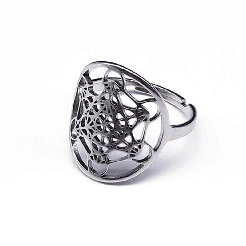 Yoga Flower of Life Adjustable Ring Stainless Steel Women/Men Metatron Amulet Rings Gift Jewelry Joyería de anillos RS02