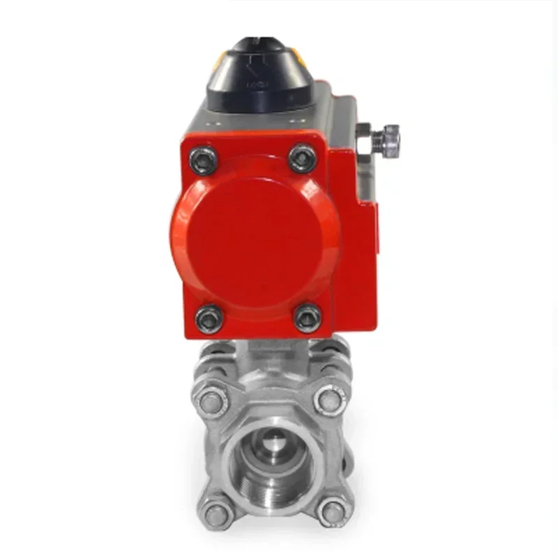 DN8 DN10 DN15 DN20 DN25 DN32 DN40 DN50  Three Piece Pneumatic Ball Valve With High Platform 304 Double Acting Cylinder