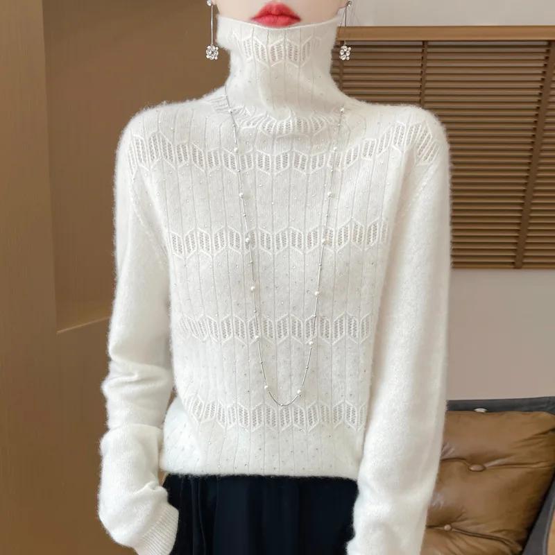 24 Spring and Autumn New Wool Seamless Integrated Pile Collar Full Hollow Special-Interest Design Wind Women's