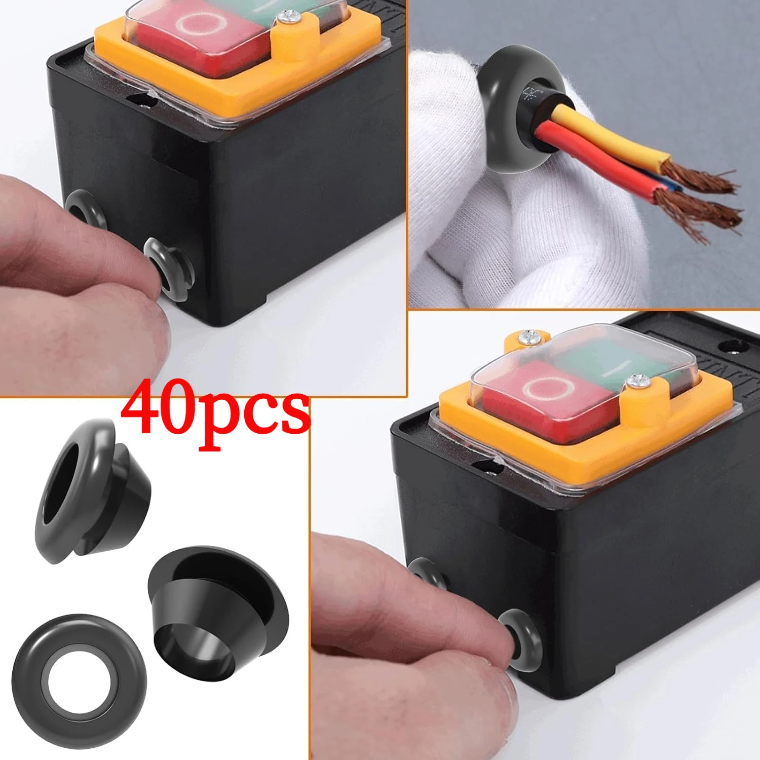 40pcs Cable Protection Plugs,Rubber Sealing Glands with Silicone Sleeves for Holes And Cables, Dustproof | Quick Install