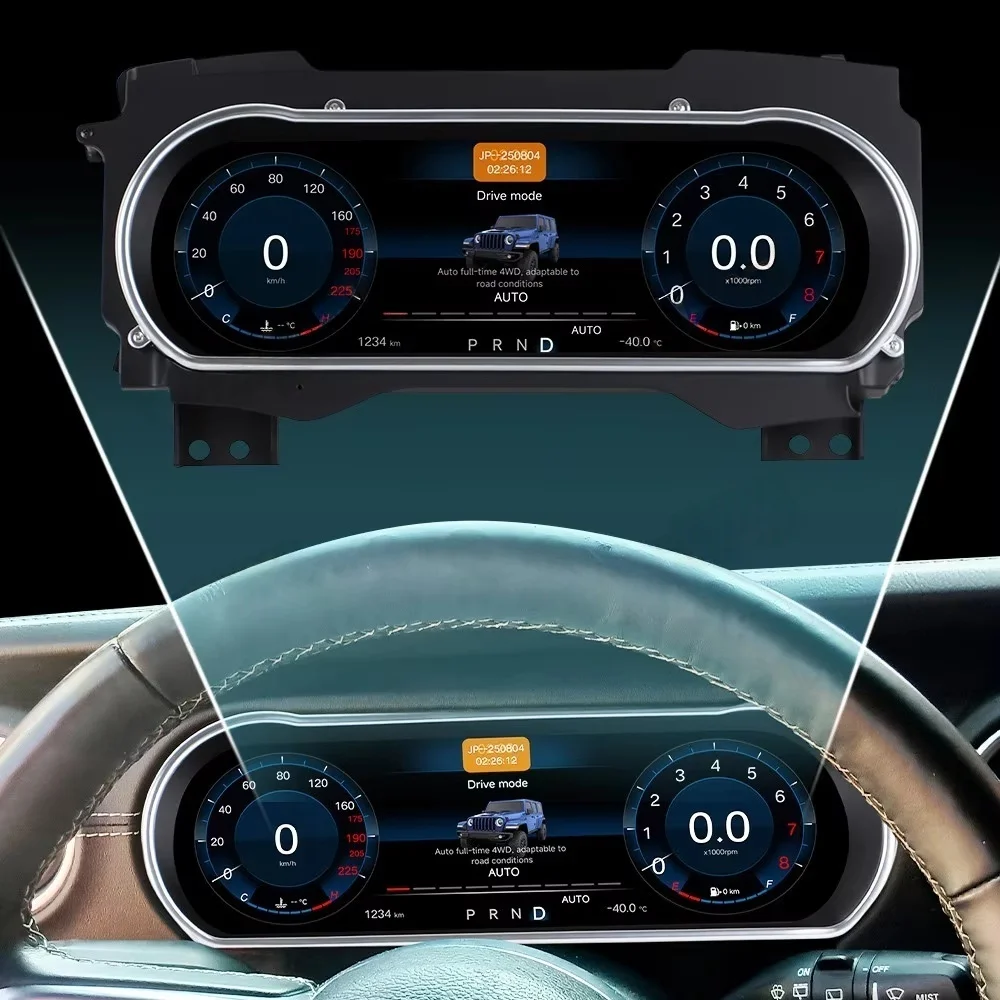 For Jeep Wrangler 2018 2019 2020 -2023 Car LCD Dashboard Digital Cluster Virtual Cockpit Instrument Speedometer Multifunctional