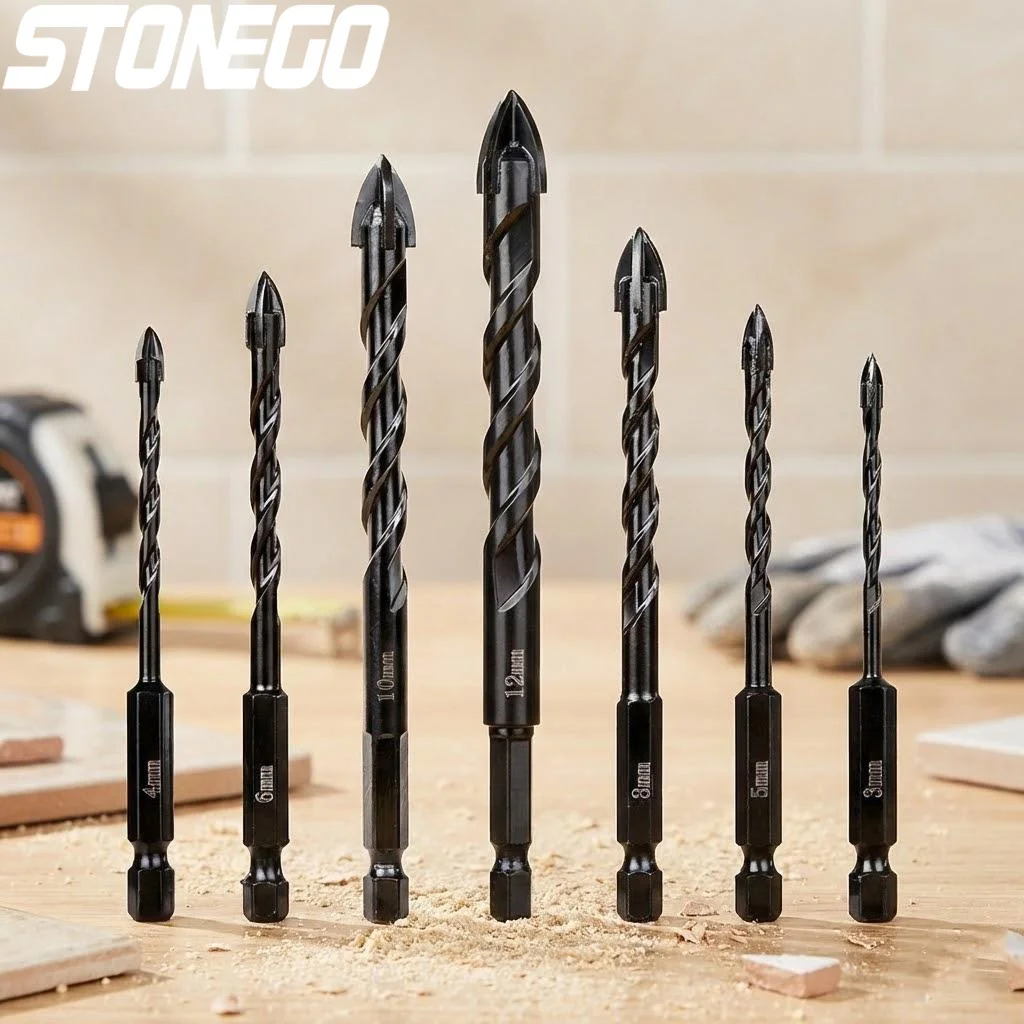 

1/7/10PCS Tungsten Carbide Cross Hex Drill Bits Wood Glass Porcelain Concrete Hole Opener Tool