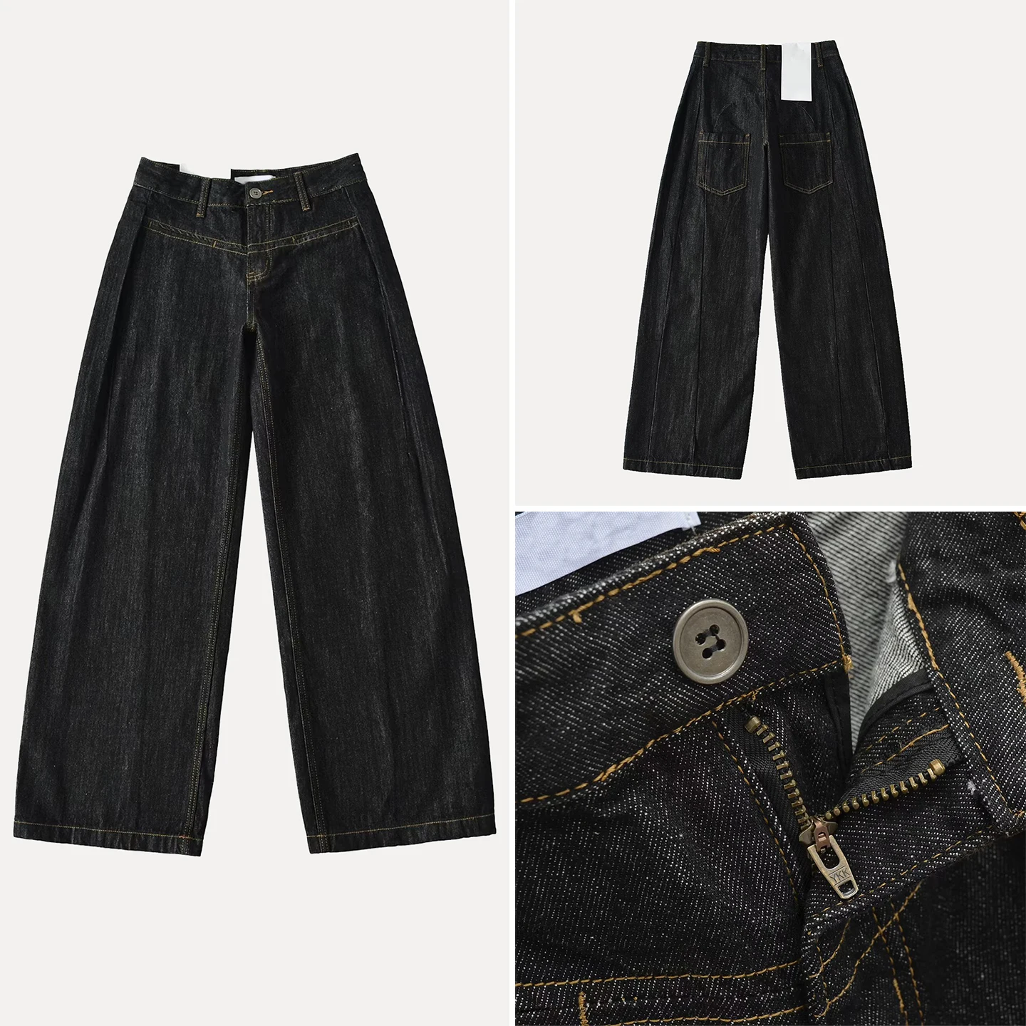 منخفضة الخصر اللون الأصلي الموز السراويل العمل مطوي الدنيم عادية Sle المرأة Faion الخريف جديد وصول الجينز السراويل الطويلة