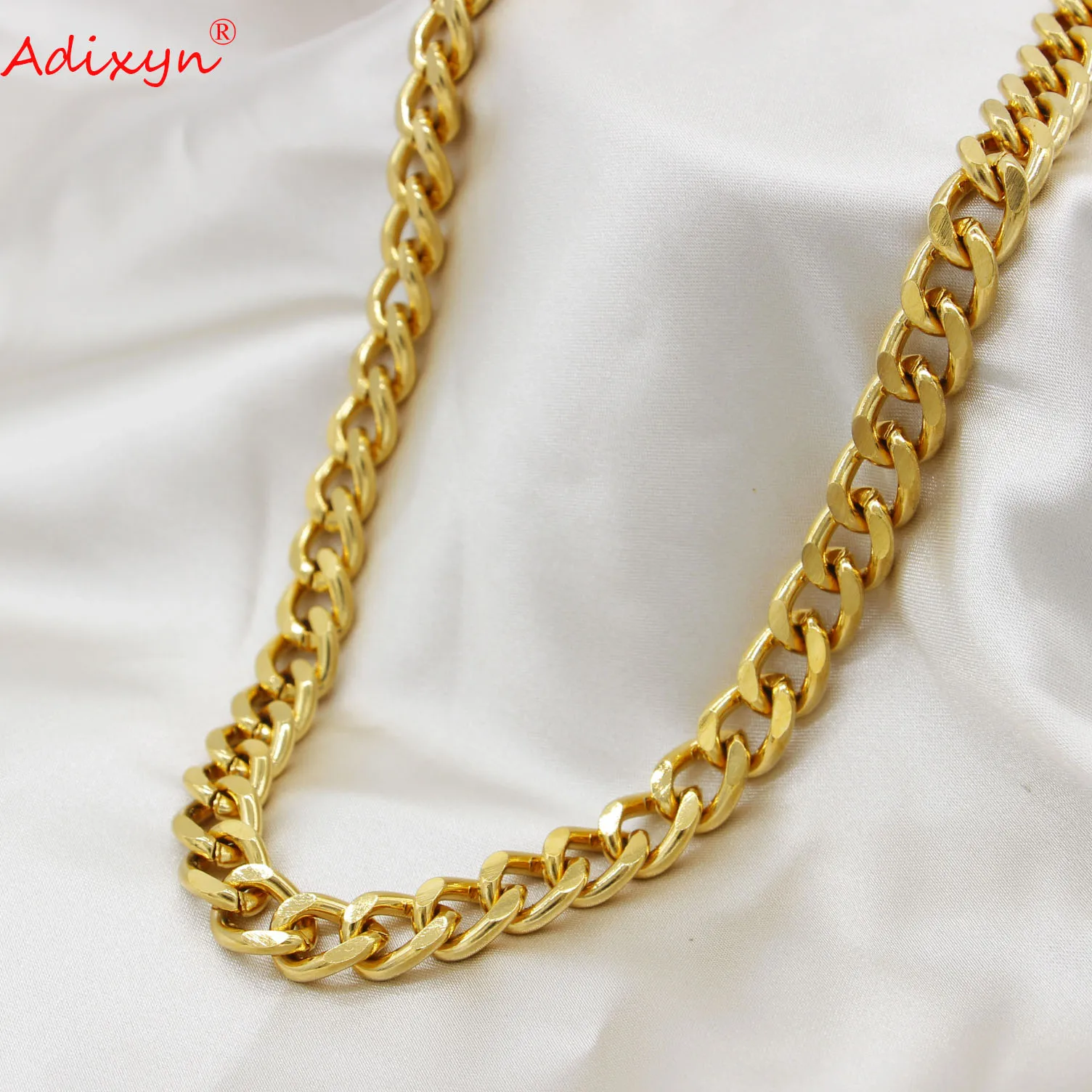 Adixyn Fashoin 45cm Chain Gold Color Necklaces For Women Men Figaro Chains Jewelry Party Gifts N08112