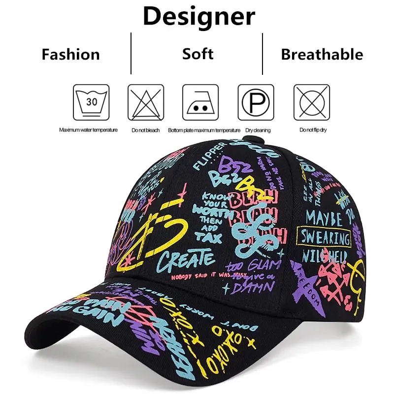 Unisex listowy drukowanie Graffiti Snapback czapki baseballowe wiosenny i jesienny regulowany kapelusz przeciwsłoneczny czapki na co dzień