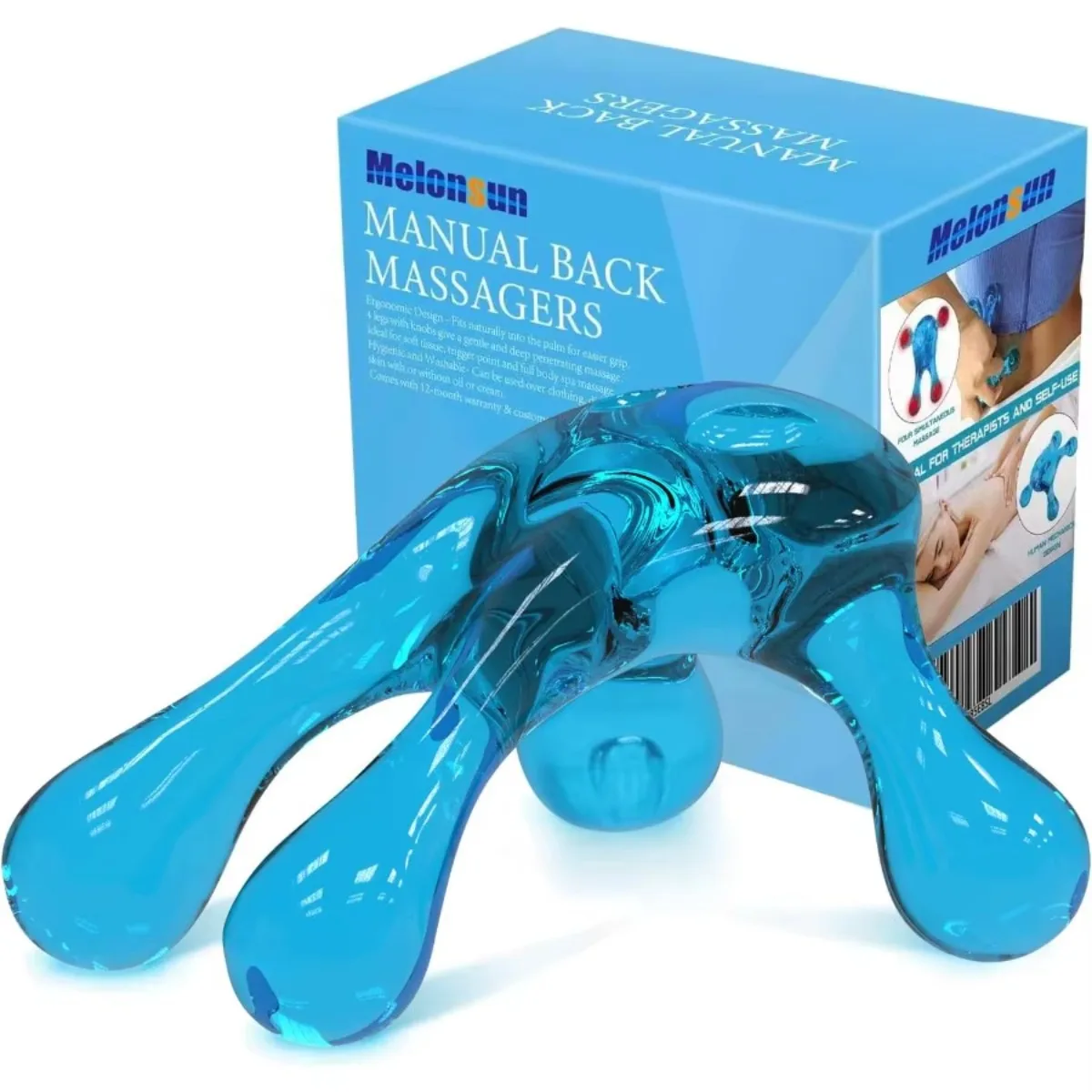 

Palm Massage Tool - Easier Grip Massage Handheld Tool, Four-Point Massage Tool, for Deep Tissue Pain Relief (Blue)