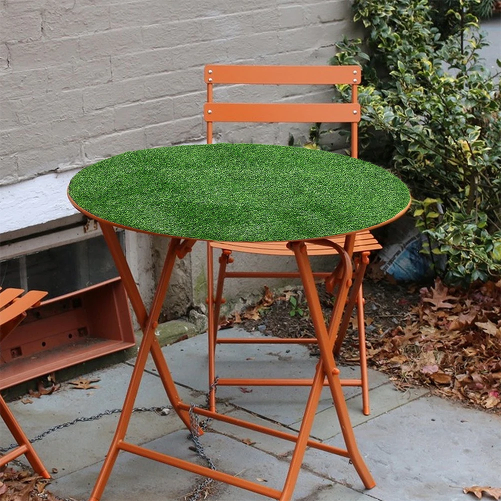 

Round 80cm Artificial Grass Rug for Manhole Decor Fake Turf Placemat PVC Lawn Indoor Outdoor Table Centerpiece