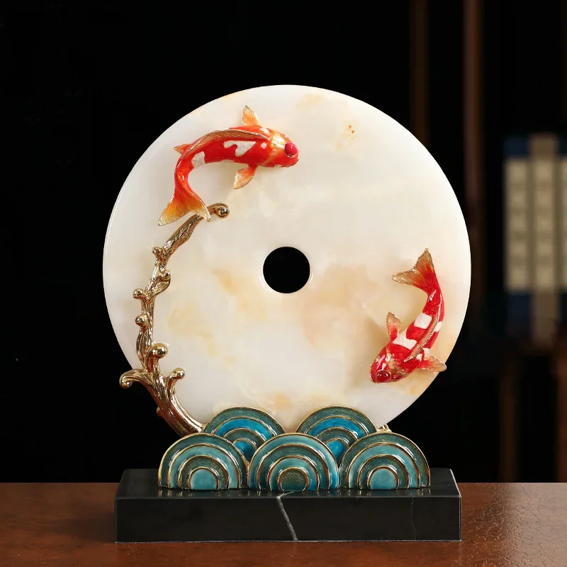 New Chinese enamel ornaments, home living room desktop, jade buckle ornaments, light luxury TV wine