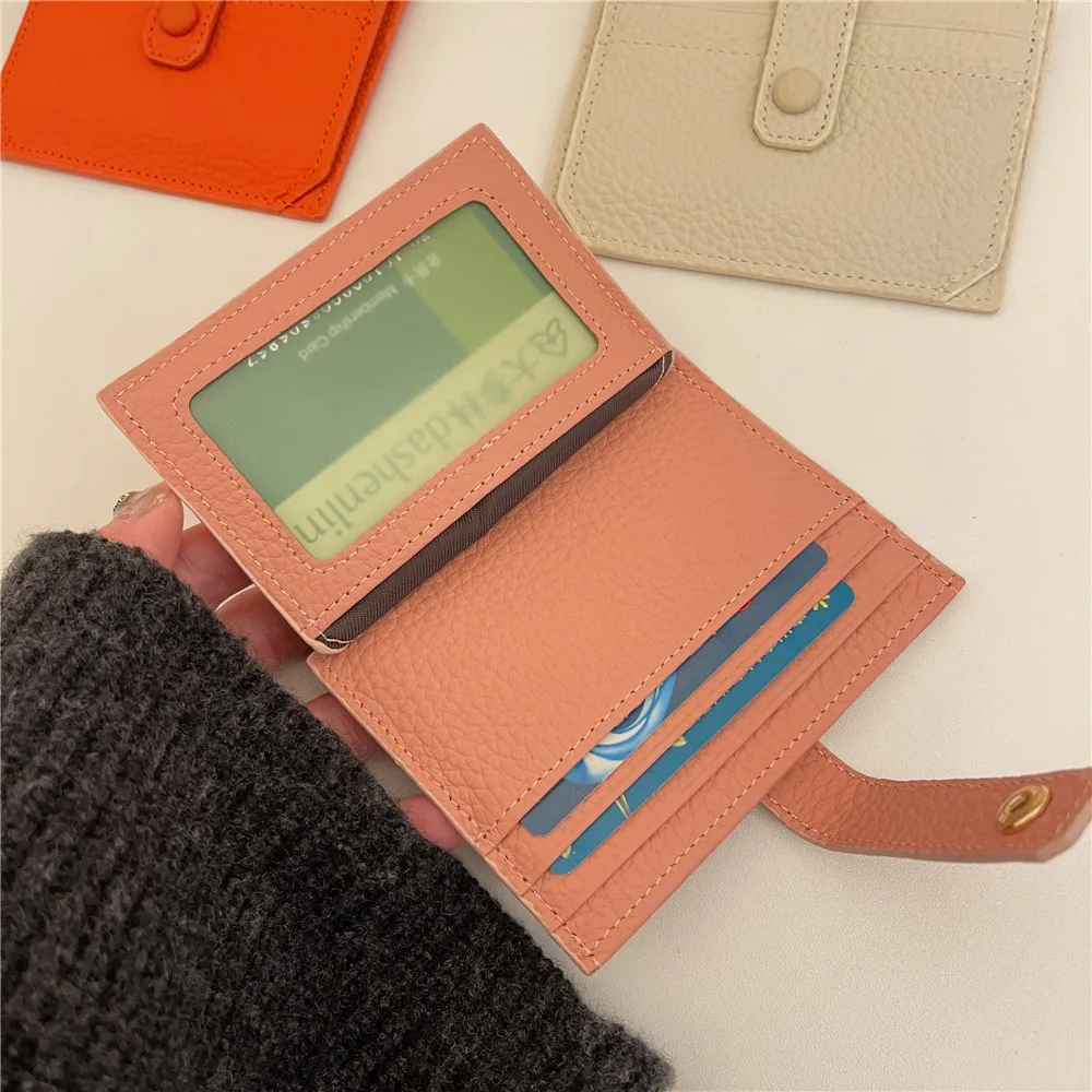 SEMALAYA Small mini premium card bag Student girl ultra thin buckle wallet anti-degaussing driver's license card cover